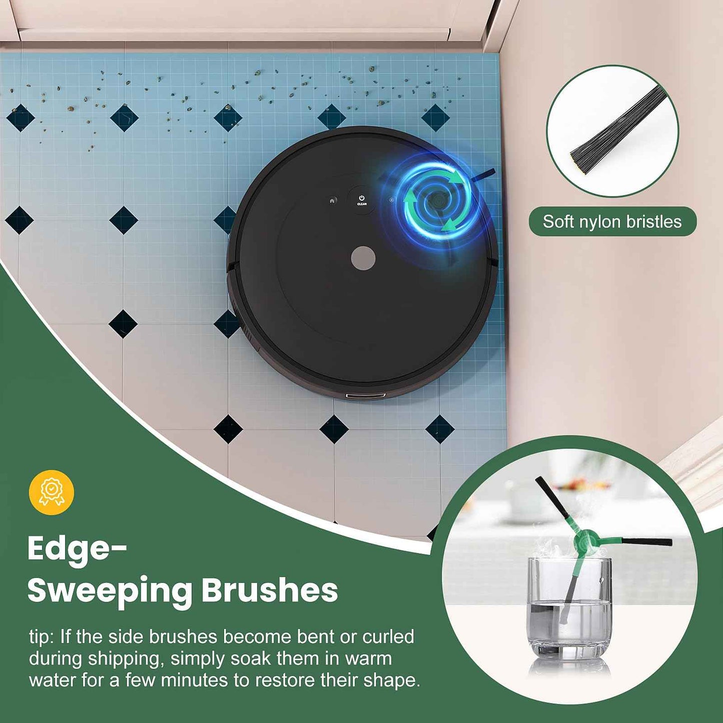 19 Pack Replacement Parts Compatible with iRobot Roomba Essential Y0110/Y0140/Q0120/Q011/Q052/Roomba 104/105 Robot Vacuum, 2 Roller Brush, 6 Filters, 6 Side Brushes, 4 Mop Pads, 1 Cleaning Brush