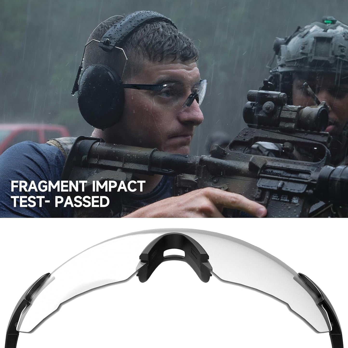 Xaegistac Safety Glasses - Anti-Fog Shooting Glasses with Wide Field of View & Soft Nose Pad