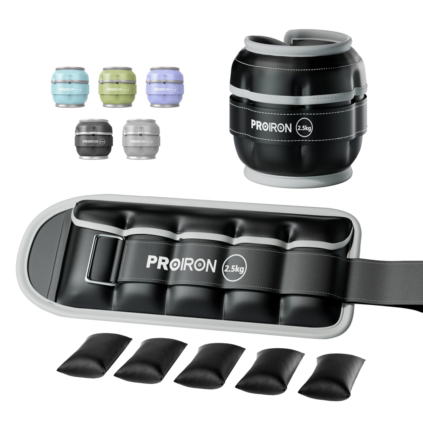 PROIRON Adjustable Ankle Weights, Leg Weights for Men, Ankle Weights 5lb Set of 2, Durable PU Leather, Ankle and Wrist Weights, 1-5 lbs Adjustable Per Ankle