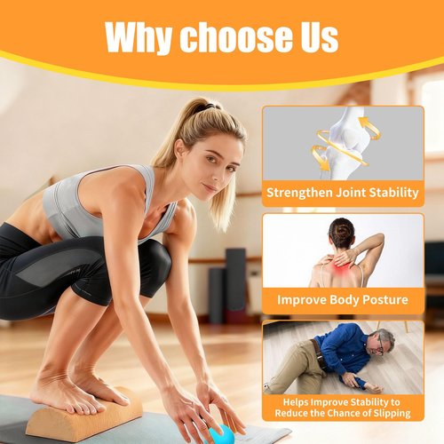 Balance Board, Balance Trainer, Premium Cork Balancing Board & Foot Strengthener for Enhanced Foot Function, Balance Stability, Improve Mobility & Prevent Falls (1 Set)