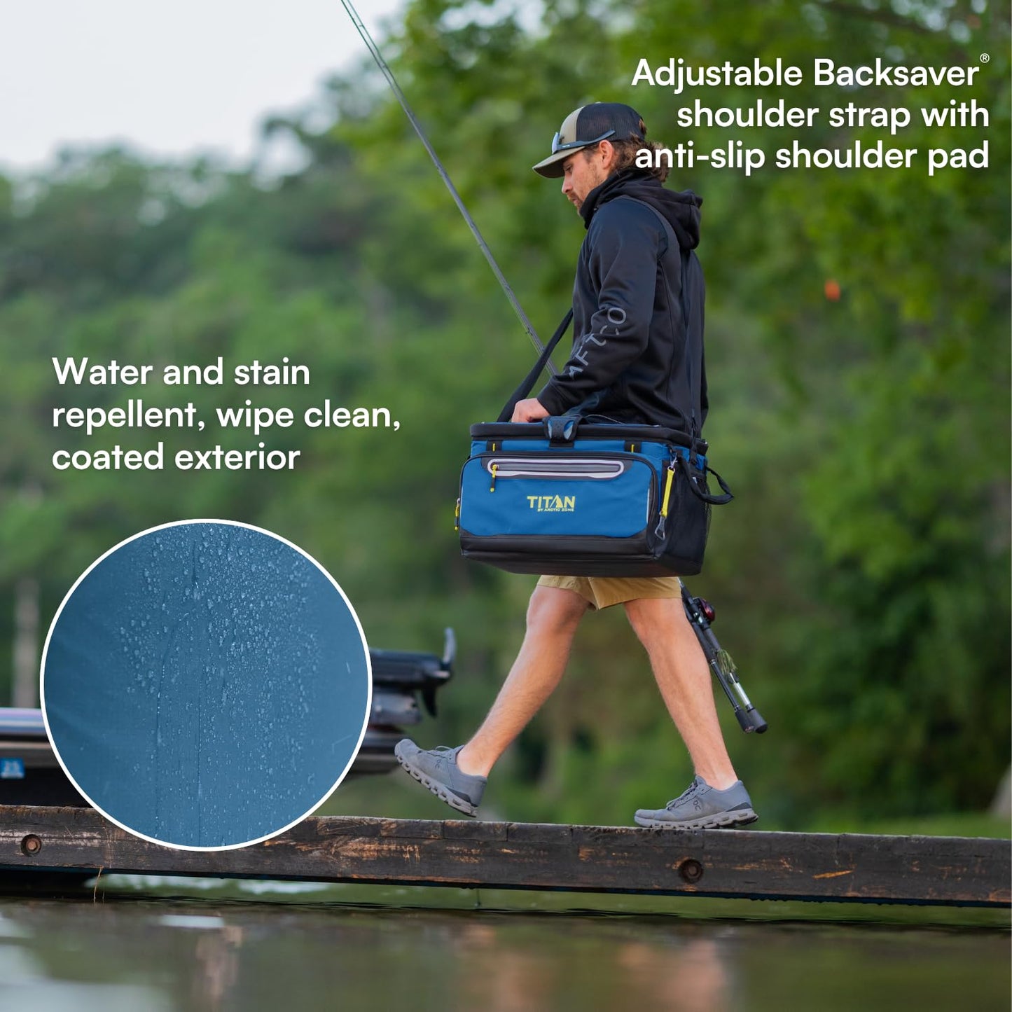 Titan by Arctic Zone 48 Can Zipperless Cooler with SmartShelf, Marine Blue