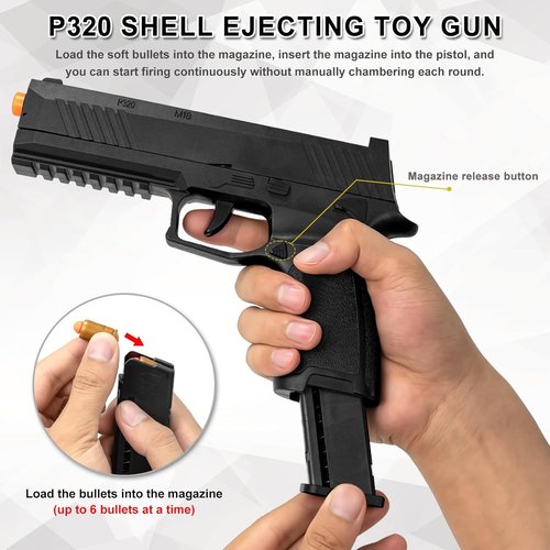 Foam Blaster Toy Gun - Shell Ejecting Soft Bullet Pistol with 2 Magazines & 40 Bullets | Perfect Birthday Gift for Kids 8+