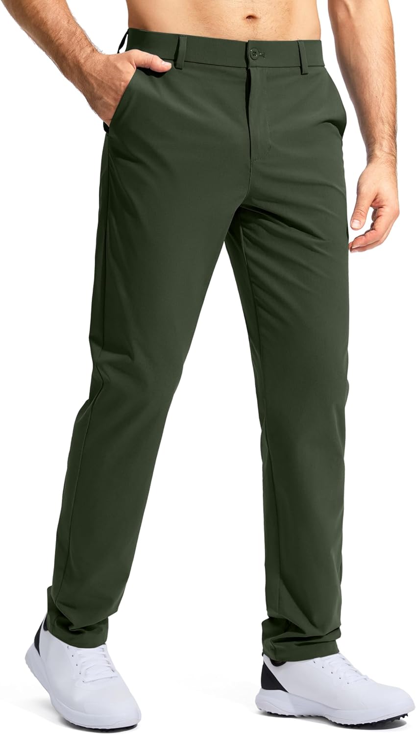 Pudolla Men's Golf Pants - Lightweight Stretch Casual Trousers with Pockets | Quick Dry, Comfy Fit (30"/32"/34")