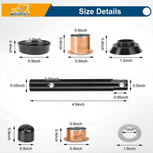 Mixopoly Steering Knuckle King Pin and Bushing Repair Kit for Yamaha G2 G8 G9 G14 G16 G19 G20 Gas and Electric Golf Cart 1985-2002