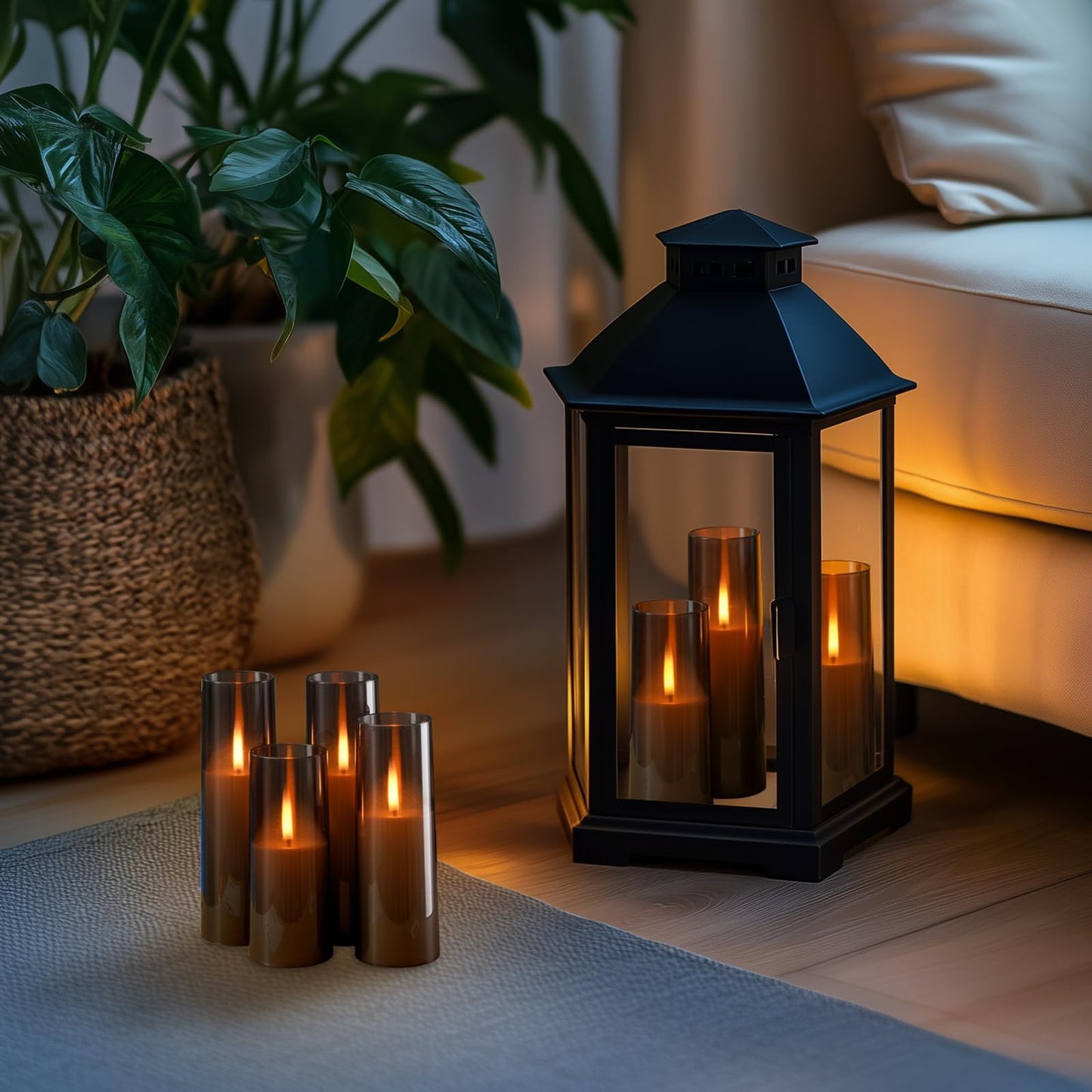 Homemory Grey Flameless LED Candles with Remote & Timer, Battery Operated, Fake Candles, Modern Home Decor, or Outdoor Events Set of 7