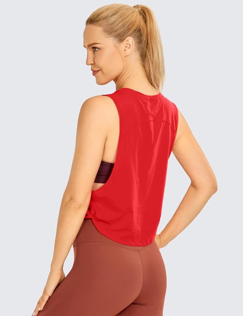 CRZ YOGA Pima Cotton Tank Tops for Women - Loose Fit Sleeveless Workout Shirts | Athletic Yoga Gym Wear