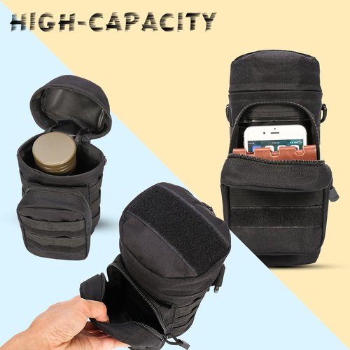 IronSeals Tactical Molle Water Bottle Holder Pouch Hydration Carrier Bag with Detachable Shoulder Strap