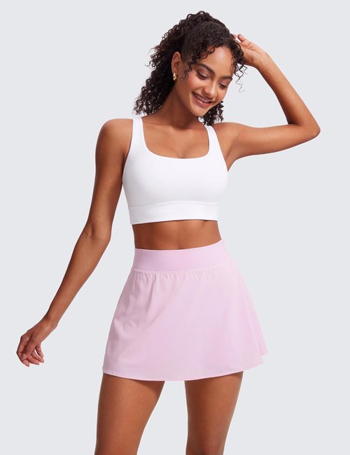 CRZ YOGA Butterluxe U Back Longline Sports Bra - Padded Scoop Neck Yoga Crop Top for Women