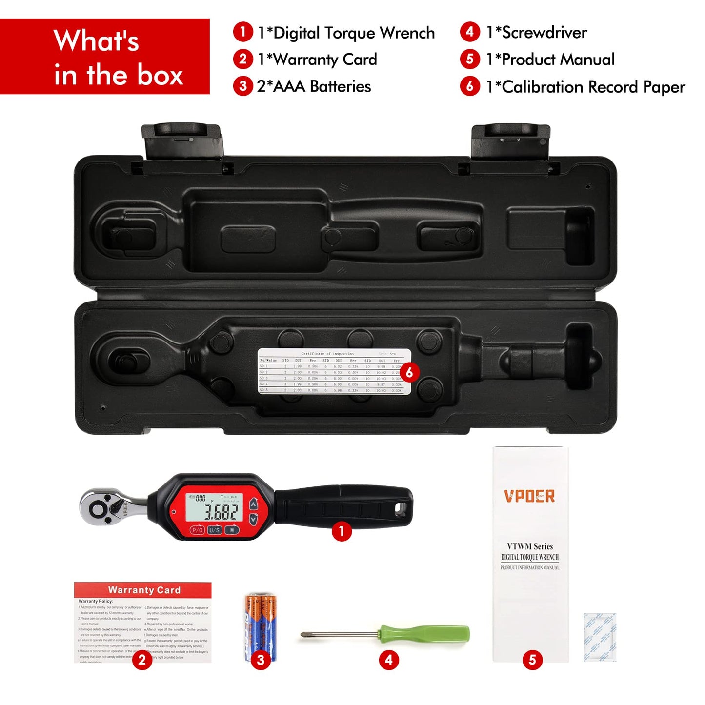 VPOER Digital Torque Wrench (0.3-10Nm 1/4")
