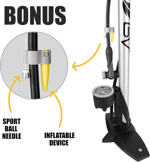 BV Bicycle Pump - Durable Floor Pump with Smart Valve Head | 160 PSI, Automatically Reversible Presta & Schrader