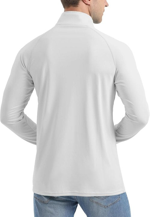 KINSWT Men's UPF 50+ Sun Shirt - Lightweight Long Sleeve 1/4 Zip Golf Shirt with SPF UV Protection