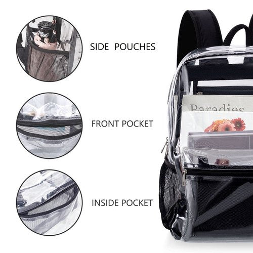 KekeInt'l Clear Backpack Heavy Duty PVC Clear Backpack, 40lbs(Black)