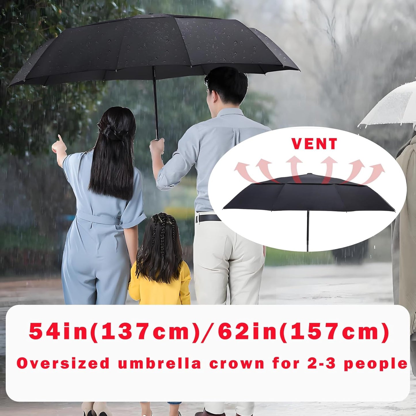 MRTLLOA Large Folding Golf Umbrella - Oversized Double Canopy, Windproof Design | 49/54/62 Inch