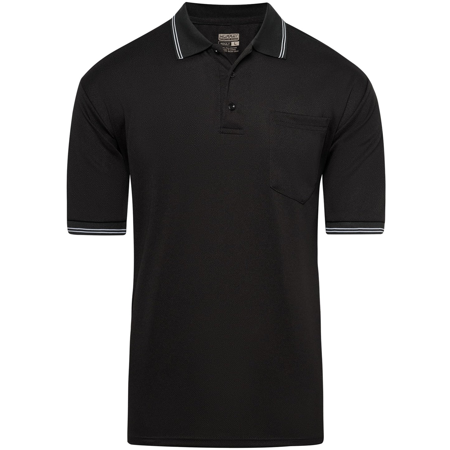 Murray Sporting Goods Short Sleeve Polo Baseball and Softball Umpire Shirt - Sized for Chest Protector (Black, XX-Large)
