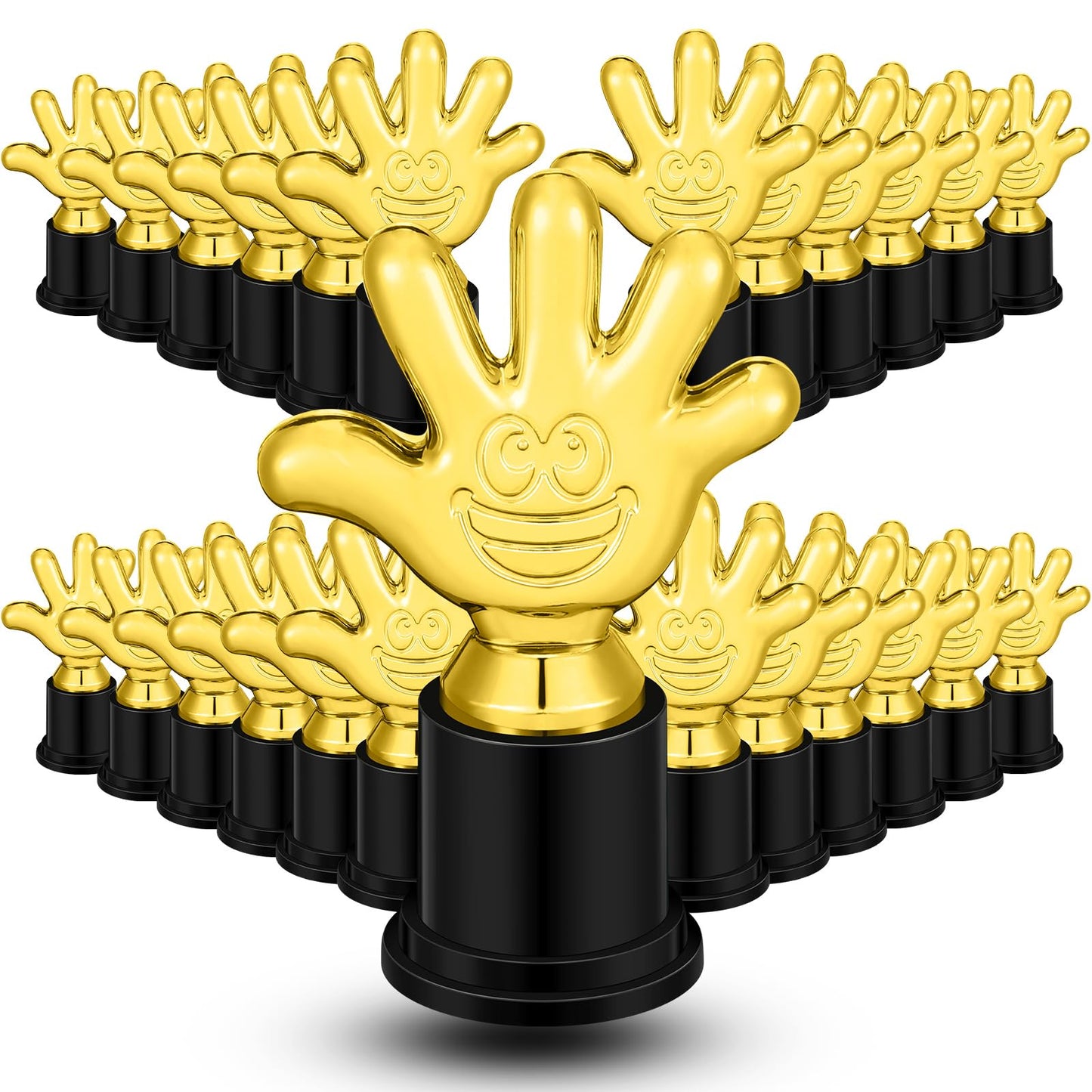 WinnerWhy 24 Pcs High Five Trophies Plastic Gold Trophy Awards Gold Small Trophy Cups Winner Trophies Appreciation Gifts for Team Coworkers Sports Competitions Winner Party