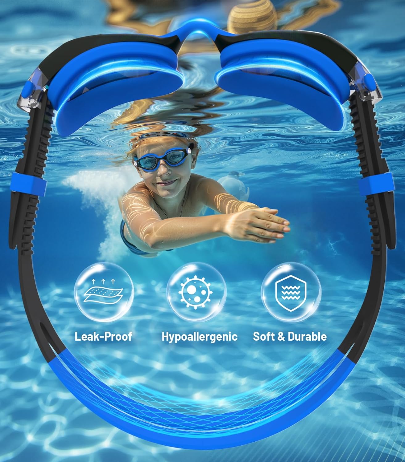 Skiennix Swim Goggles for Kids | Anti-Fog UV Protection & Leakproof Design, Ages 6-14