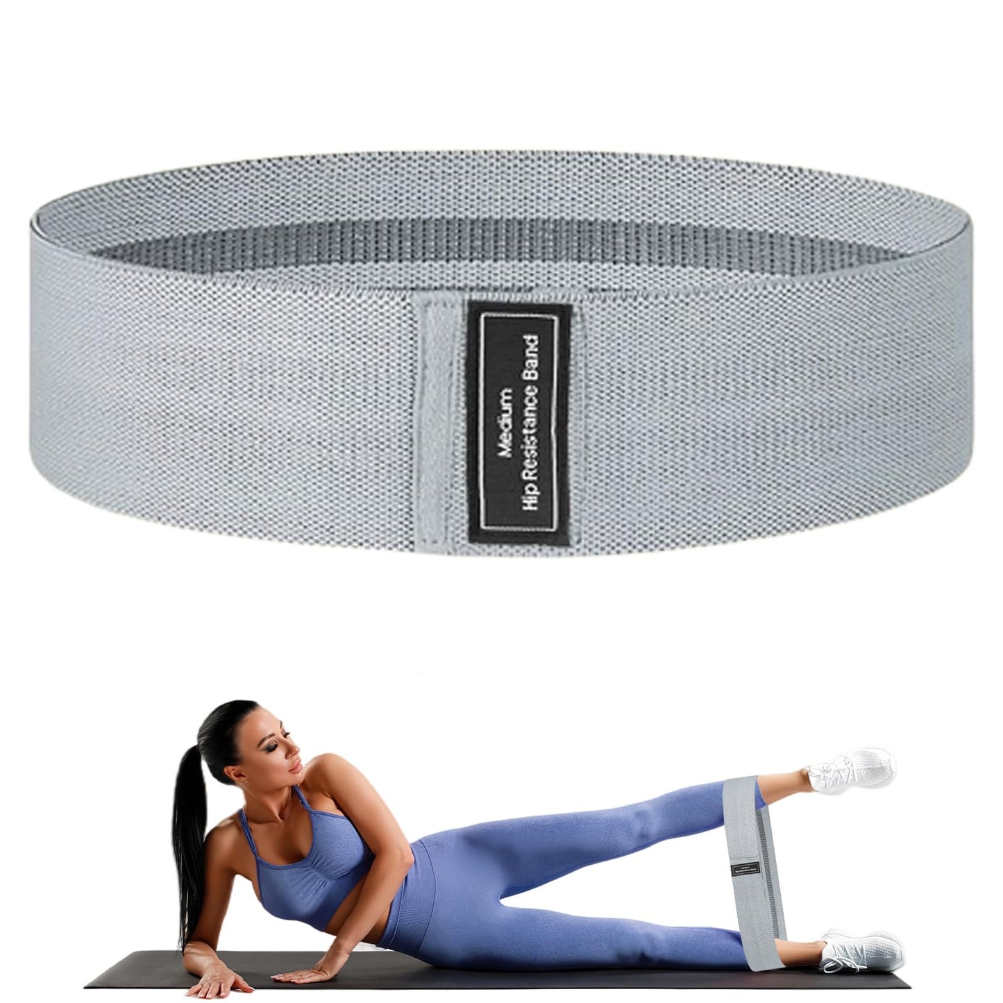 Resistance Bands, Fabric Workout Bands for Women & Men, Cloth Booty Resistance Loop Bands, Thick Squat Bands for Home Fitness, Gym, Yoga, Pilates for Butt Legs Thigh Hip Glute (Grey 30–50 lbs)