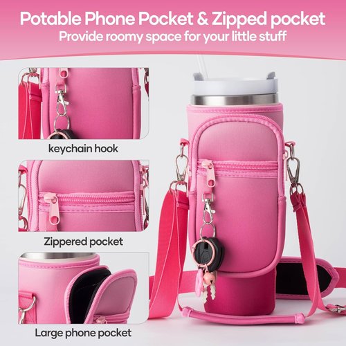Linmaya Water Bottle Carrier Bag - Neoprene Cross-Body Bag with Phone Holder for Stanley Cup 40/30oz