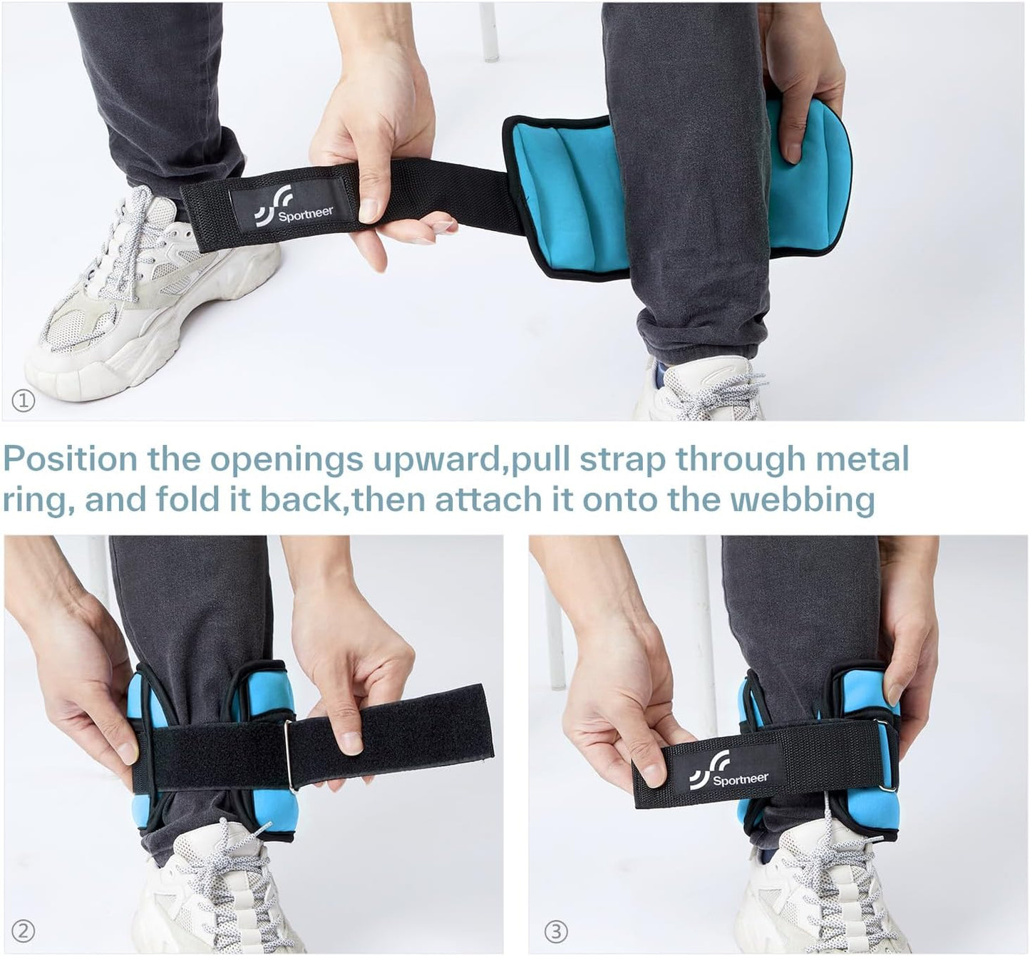 Sportneer Adjustable Ankle Weights - Comfortable Neoprene Leg Weights (2-10 lbs) for Walking, Running & Yoga