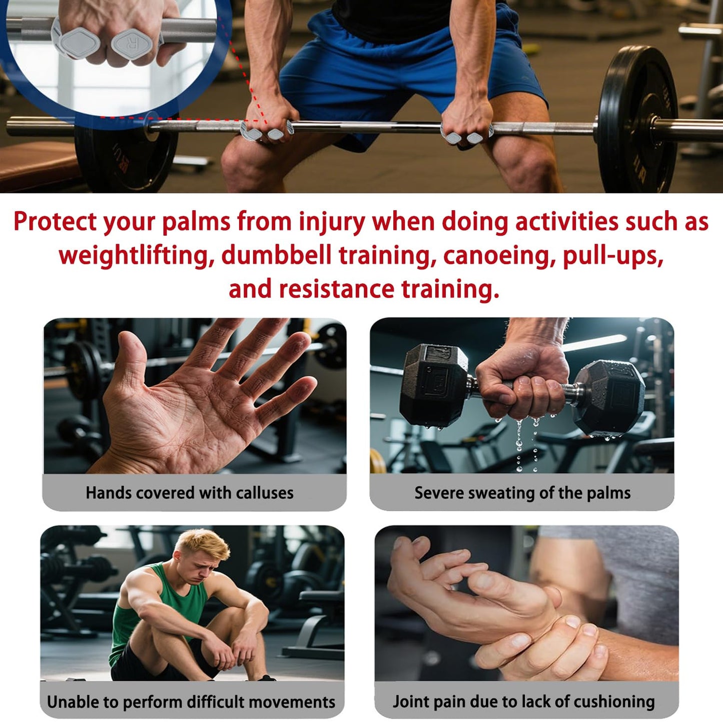 Monattrod Upgraded Weight Lifting Grips for Women & Men - Extra Large & Thick Non-Slip Gym Grips with Cooling Towel, Ergonomic Workout Gloves for Pull-Ups, Dumbbell Exercises (Blue)