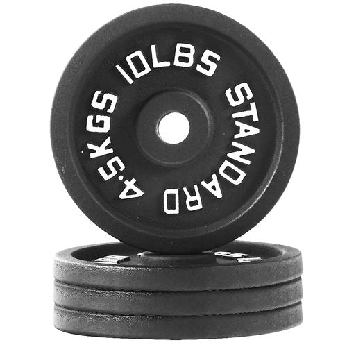 Fitvids Cast Iron Plate Weight Plate for Strength Training and Weightlifting – 1-Inch Center (Standard) – Multiple Weights Available – 10LB (Set of 4) – Standard (1-Inch Center)