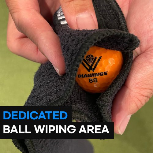 Diawings All in One Golf Towel, 5-in-1 Multi-Functional Golf Towel, with Magnetic Hold, Waffle Weave Microfiber Club & Ball Towel, Retractable Brush, Carabiner Clip – Ultimate Golf Accessory (Black)