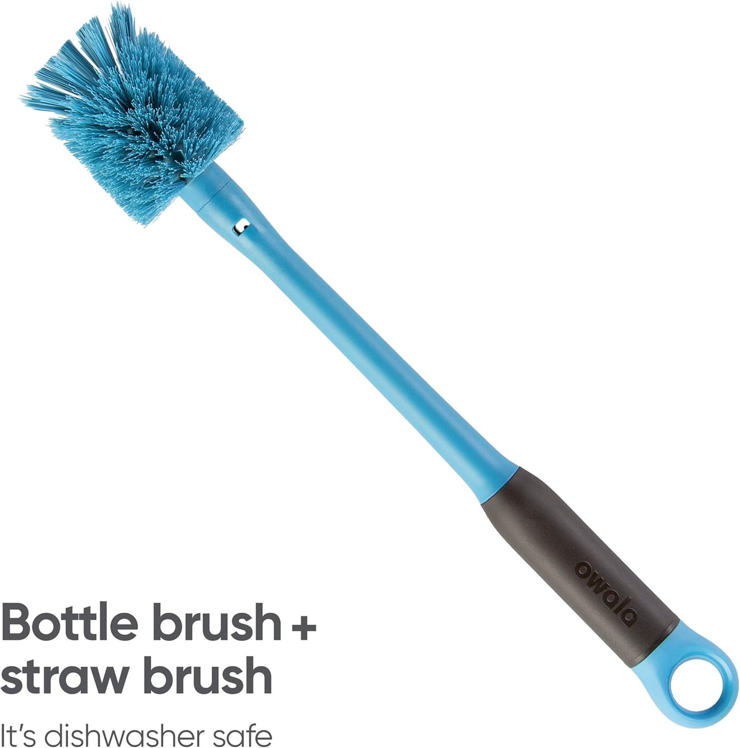 Owala Water Bottle Brush Cleaner - 2-in-1 Design with Removable Head & Straw Cleaner | Smokey Blue (Pack of 12)
