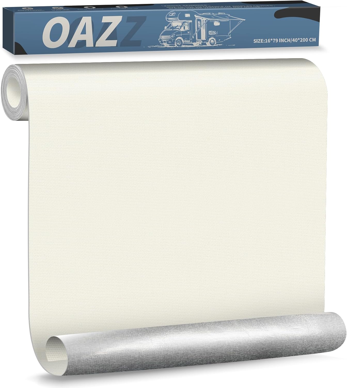 OAZ Canvas Repair Patches - Waterproof Self-Adhesive Fabric Patch Kit | 16 x 79 Inch, Ivory White