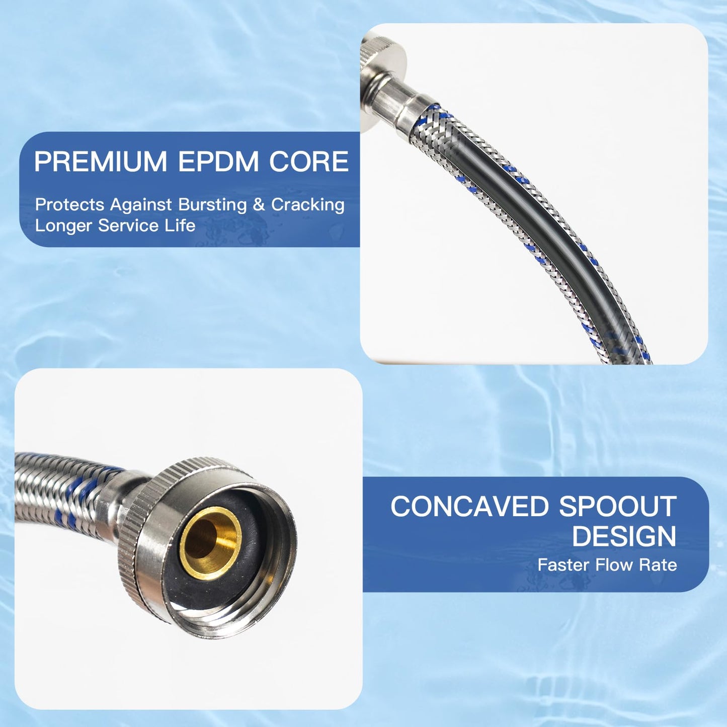 Jmlwlzx Washing Machine Hoses, Universal Premium Stainless Steel 4 Ft Washer Hoses with Burst-Proof Design, Hot and Cold Water Supply Hoses for All Washing Machines-2 Pack