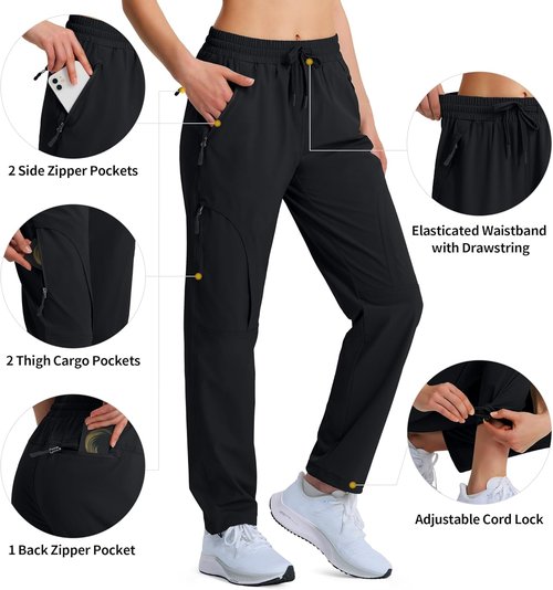 Hugut Women's Hiking Pants - Quick Dry Lightweight Cargo Design | UPF 50 Water Resistant, Zipper Pockets