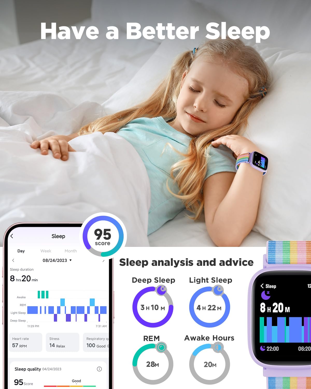 BIGGERFIVE Smart Watch for Kids, 1.8" Fitness Tracker Watch with Pedometer