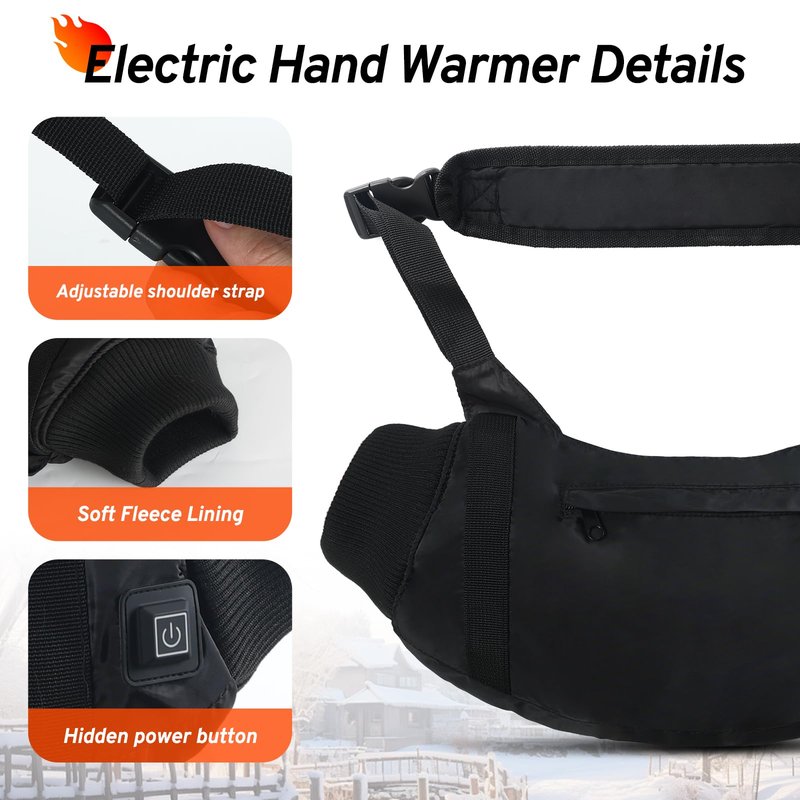 Heated Hand Warmers Pouch with 10000mAh Power Bank Included– 3 Levels Up to 14.5Hrs Double-Sided Heat, Adjustable Strap for Hunting & Camping, Waterproof Dual Pockets, Fleece Lined Survival Gear
