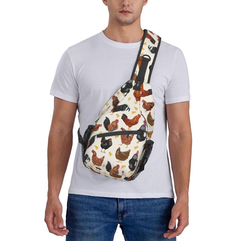 VOOHDDY Rooster Chicken Fun Animal Sling Bag For Women Men Travel Hiking Backpack Crossbody Shoulder Chest Bags Casual Daypack Sport