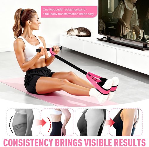 Durable Resistance Band by 2026 - Upgraded Pedal with Soft Foam Handle for Core & Leg Workouts