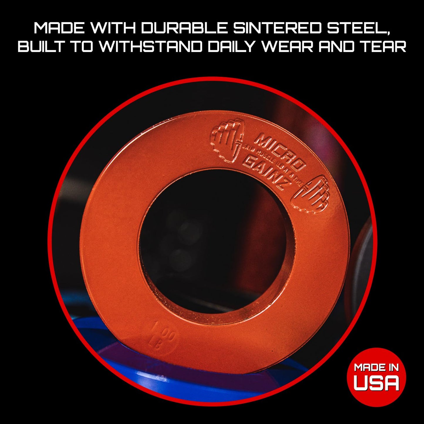 Micro Gainz Calibrated Fractional Weight Plate Set of 2 Plates, Choose Set (.25LB-1.25LB), Designed for Olympic Barbells for Strength Training & Micro Loading Bar Weights, Made in USA (1lb Red)