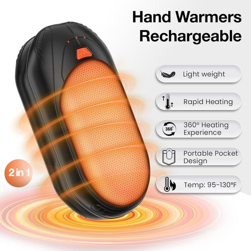 AI Hand Warmers - Rechargeable Electric Pocket Heaters with 20Hrs Safe Heat | 2 Pack for Outdoor Activities