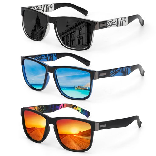 Hifot Polarized Sunglasses Men Women 3 Pairs, Sun Glasses for Cycling Driving Fishing, Sports Eyeglasses for Running Golf