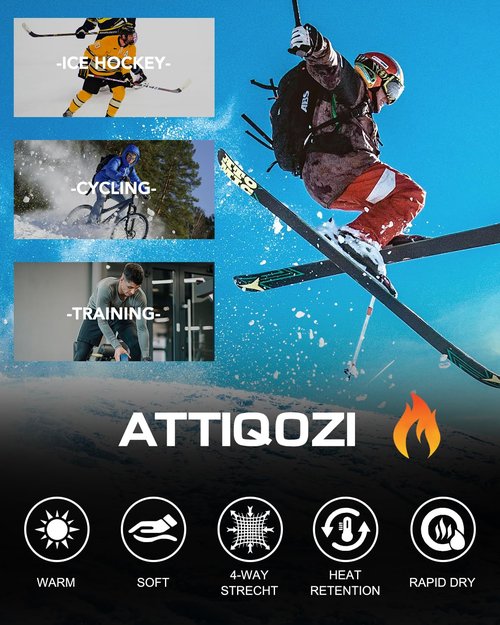 ATTIQOZI 5 or 4 Pack Men’s Thermal Compression Fleece Lined Pants Athletic Leggings Baselayer Cold Weather Workout Sports Running Tights 4 Black(2b) L