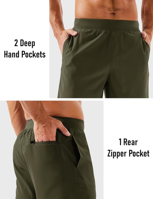 MAGCOMSEN Men's Athletic Running Shorts - Quick Dry, Lightweight Gym & Hiking Shorts | UPF 50+, 8" Length, 3 Pockets