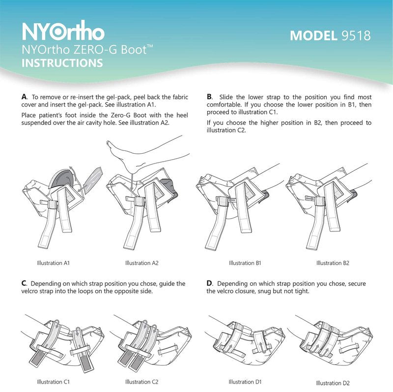 NYOrtho Heel Protectors For Pressure Sores - Soft Fabric Heel Protector - Heel Offloading Boot With Cooling Gel Pack - Ankle Pillow For Ulcers - Made in USA