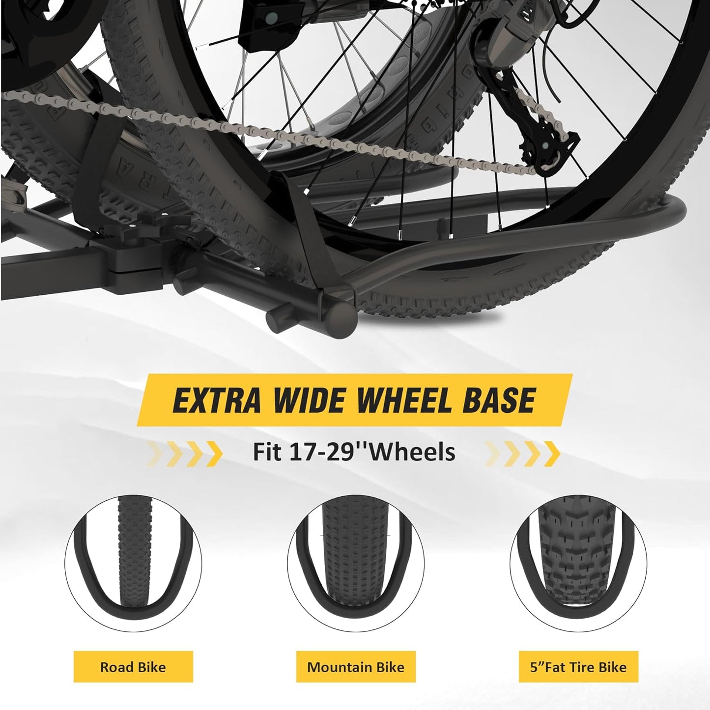 Skiennix Hitch Bike Rack - Wobble-Free Smart Tilting Design | 2-Bike Capacity, 200 lbs, Fits Standard & Fat Tire E-Bikes