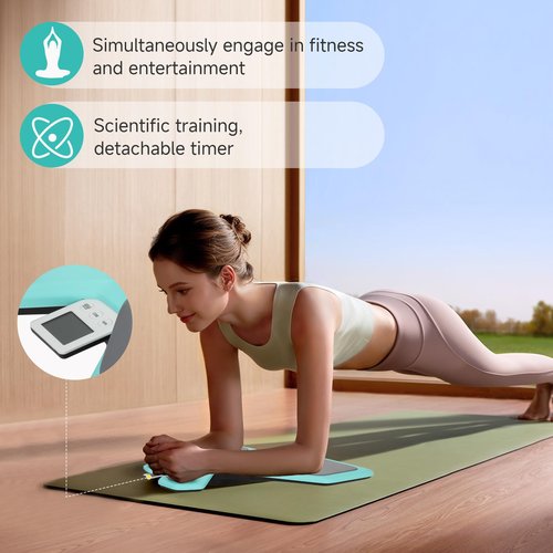 Balance Board for Core Trainer, Plank Board for 360° Tilt & Twist Design, Multi-Functional Handles, Phone Holder & Maze Game, Elbow Pad, Fluorescent Green