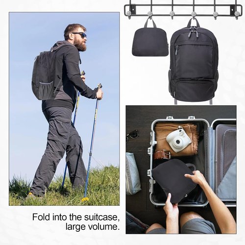 HOLYLUCK Lightweight 20L Packable Hiking Daypack | Foldable Backpack for Travel - Black