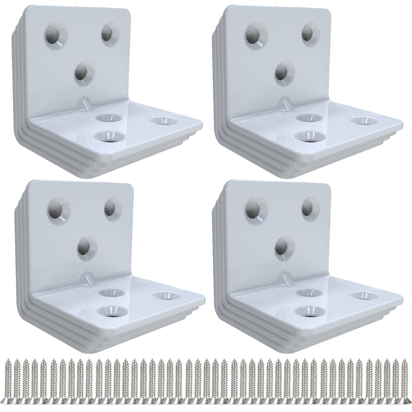 White Stainless Steel Corner Bracket,Joint Right Angle Bracket,L Shape Heavy Duty Metal Corner Brace Hardware Brackets Supporter for Wood Aufuga (16, 1.5x1.2x1.2inch)