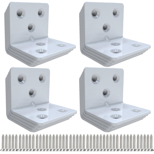 White Stainless Steel Corner Bracket,Joint Right Angle Bracket,L Shape Heavy Duty Metal Corner Brace Hardware Brackets Supporter for Wood Aufuga (16, 1.5x1.2x1.2inch)
