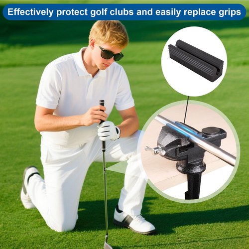 Joisonwoo Golf Grip Regripping Kit - Table Vise Clamp with Rubber Jaws, 360° Swivel, Hook Blade, 15 Tapes & Gloves, No Glue Included, Complete Tool Set for Golf Club Handle Removal & Installation