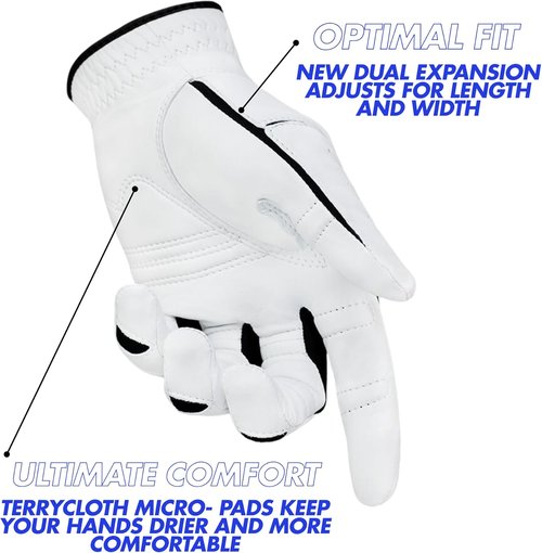 Bionic Men's StableGrip 2.0 Golf Glove - Premium Cabretta Leather in Grey for Superior Grip