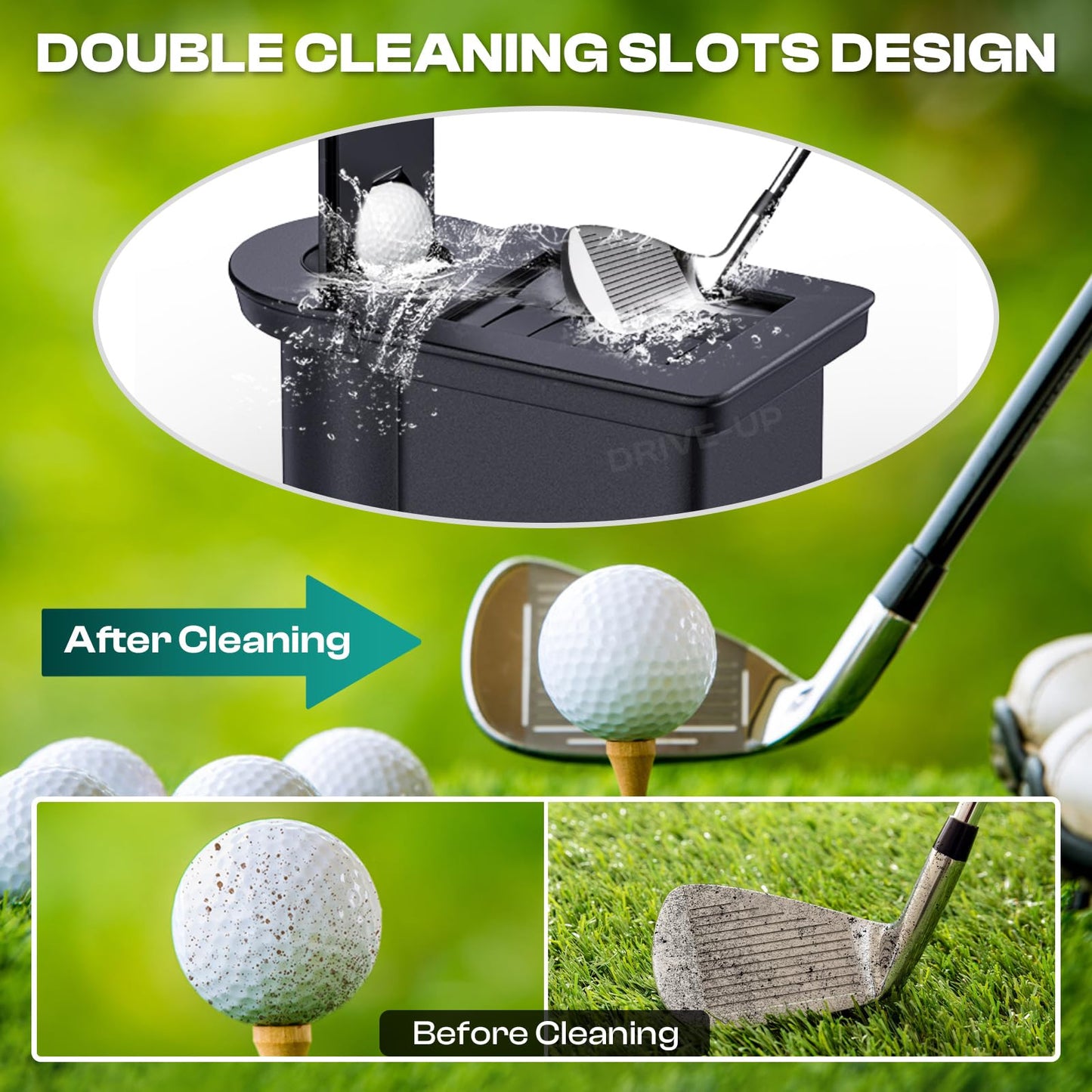 DRIVE UP Golf Cart Ball Washer and Club Cleaner Kit, Club Cart Golf Ball Cleaner and Club Head Washer, Suitable for Club Car Precedent, Tempo, Onward Gas and Electric Golf Carts, OEM 103662801