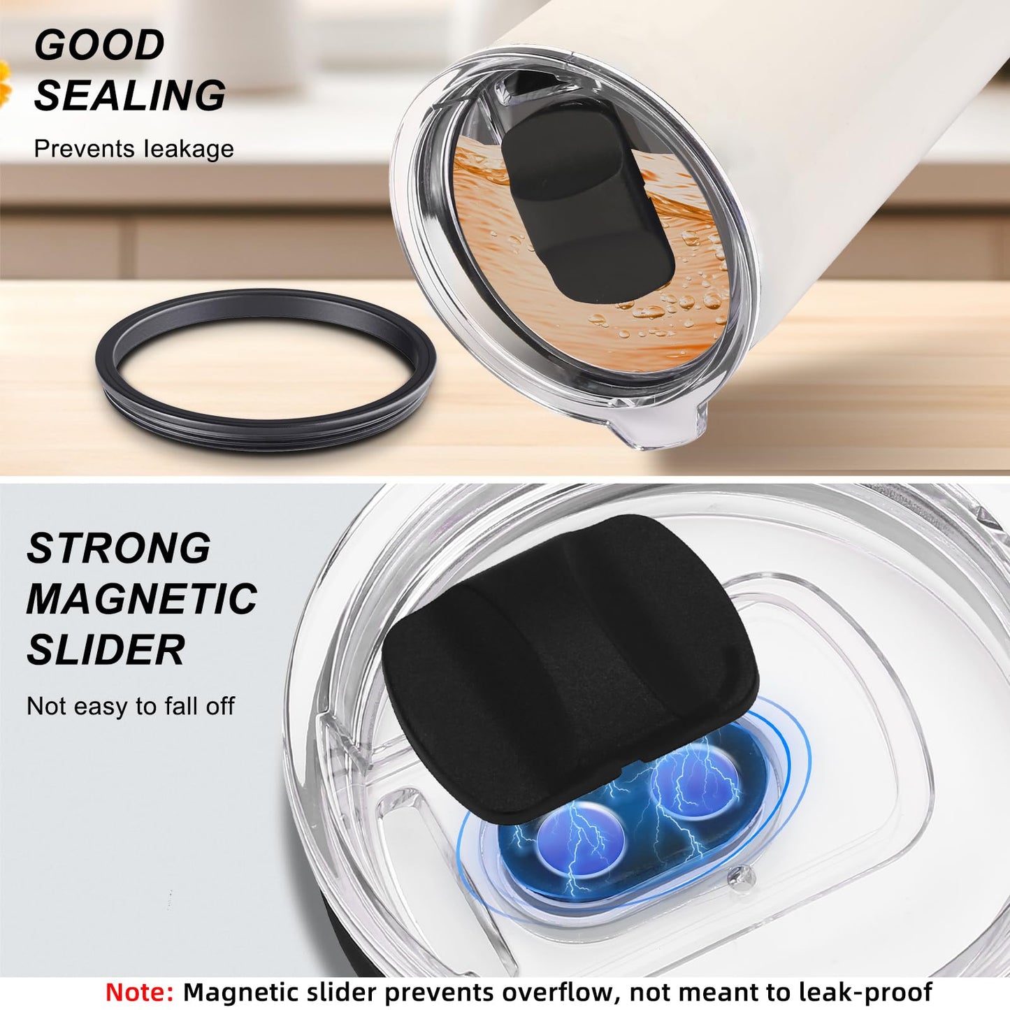 2 Pack 30 oz Yeti Tumbler Lids, Replacement Tumbler Lids for Yeti 30 oz Tumbler, 14 oz Mug, 26 oz Cup, 35 oz Straw Mug, Magnetic Slider Switch, Splash Proof Coffee Cup Cover Lids, BPA Free