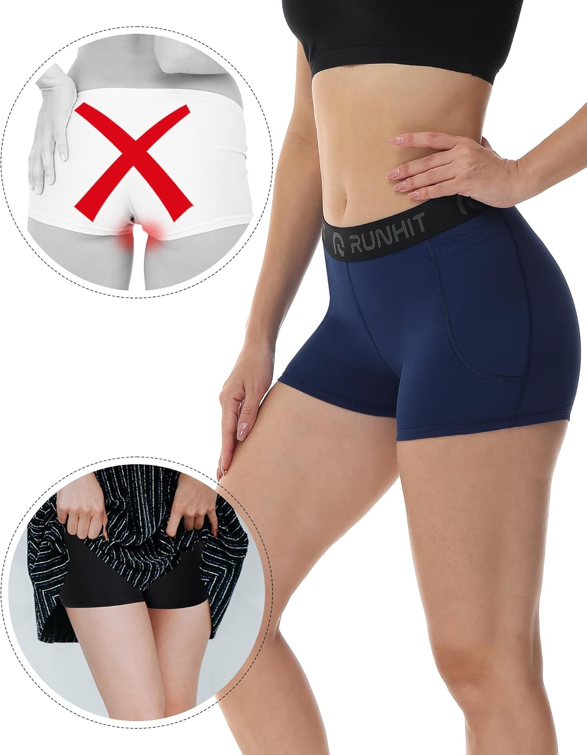 Runhit 3" Volleyball Shorts - Women's Compression Spandex Workout Shorts | 3-Pack Athletic Gear